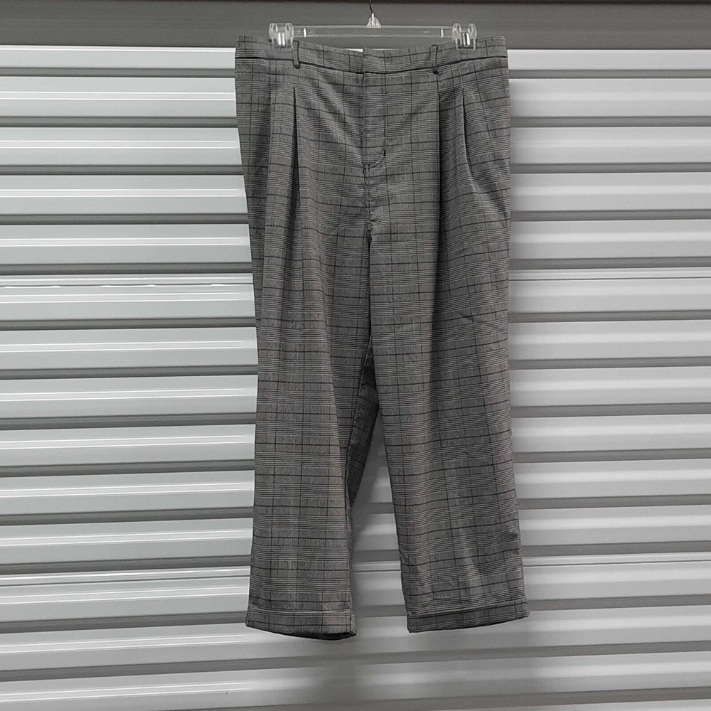 Wild Fable Pants Women XXL Black White Houndstooth Plaid Crop High Rise Cuffed